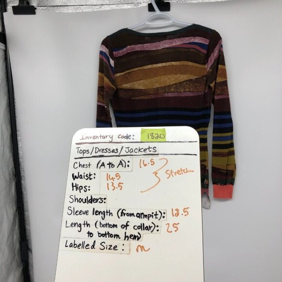 Desigual Multicolor Abstract Striped Rhinestone Tiger Lightweight Sweater size M - Picture 14 of 15